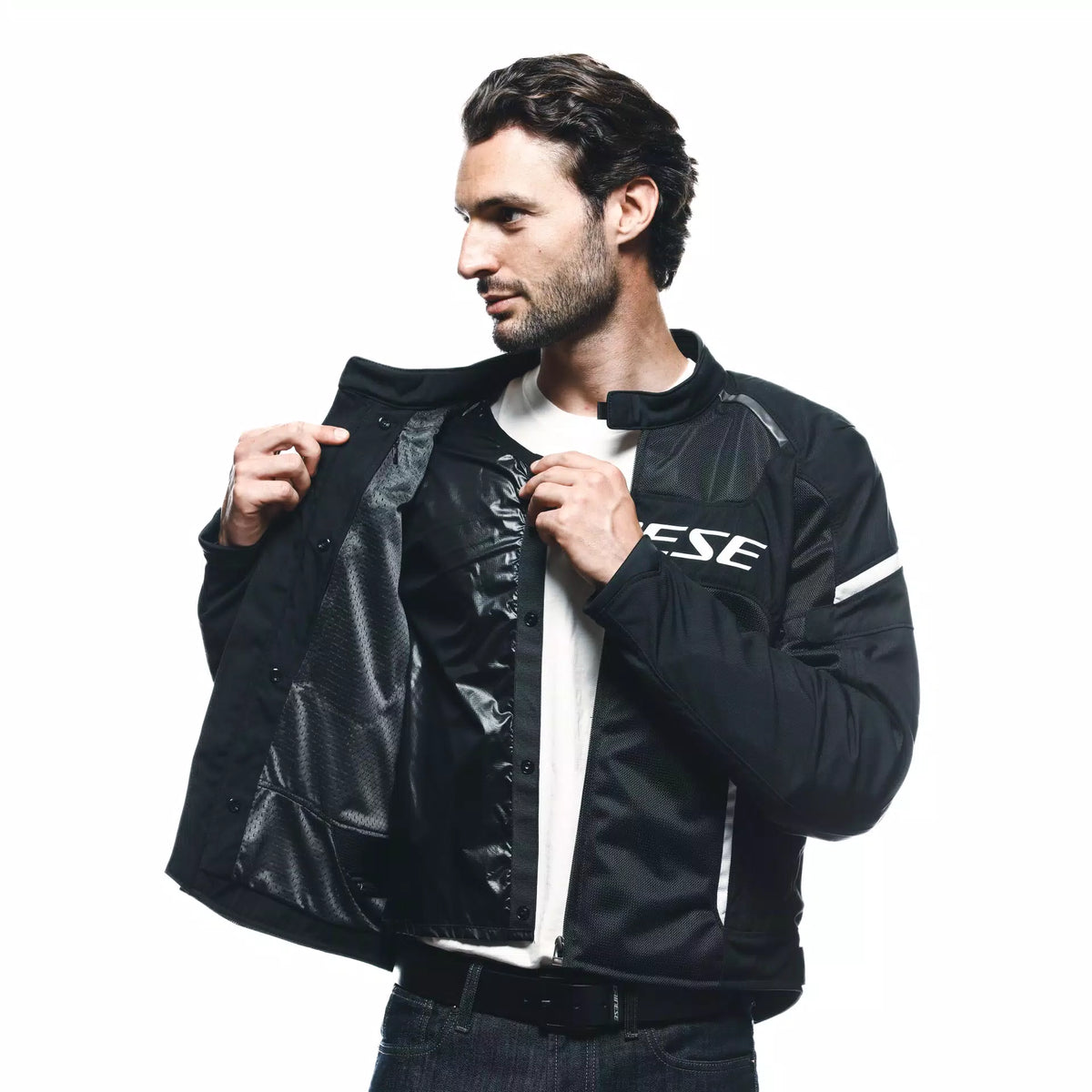 DAINESE AIR FRAME 3 TEX מעיל קיץ שחור/לבן - DAINESE