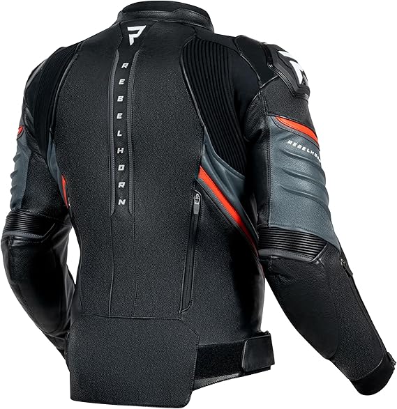 Rebelhorn VELOCE LEATHER מעיל רכיבה שחור/אפור - REBELHORN