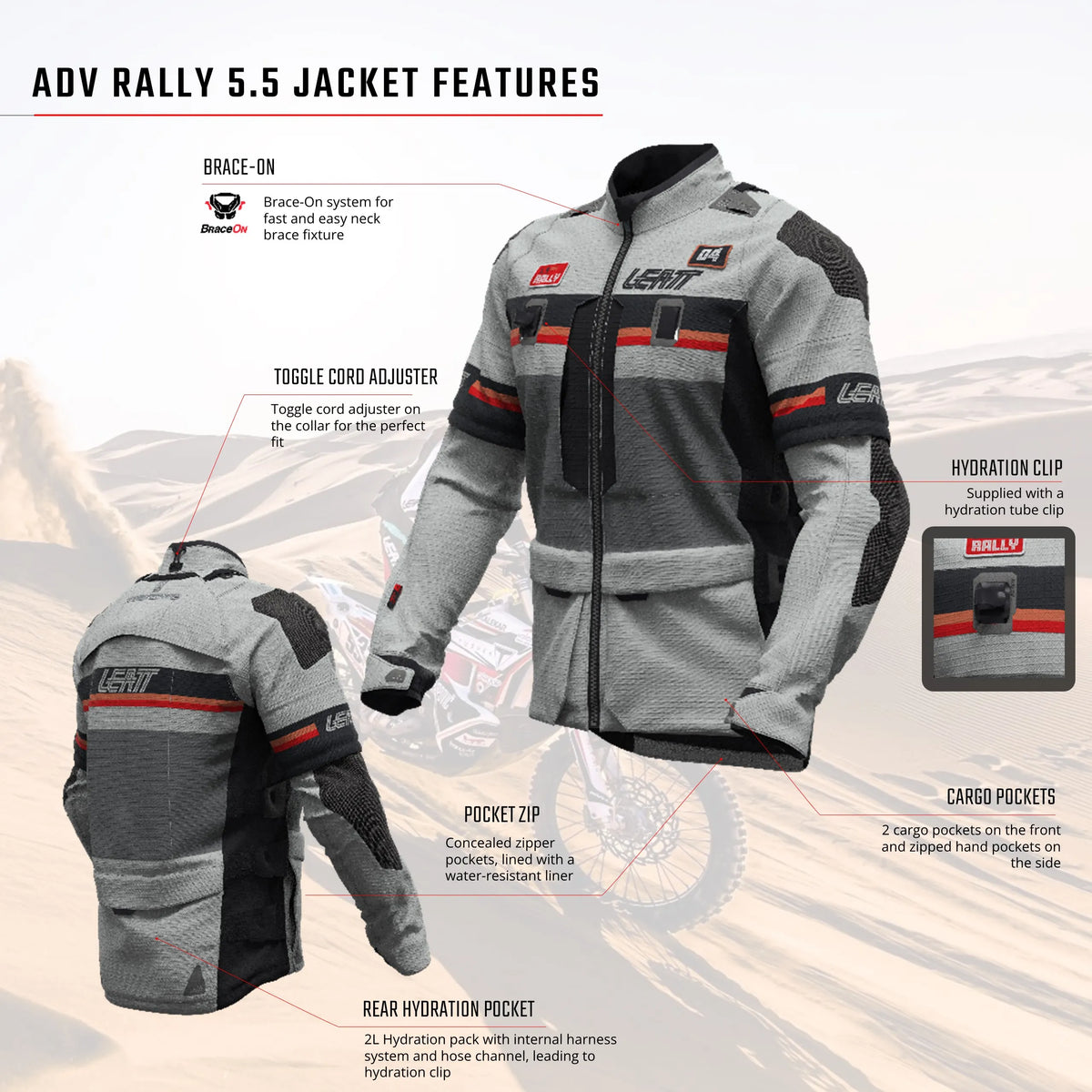 מעיל אדוונצ'ר Rally 5.5 Grey - Leatt