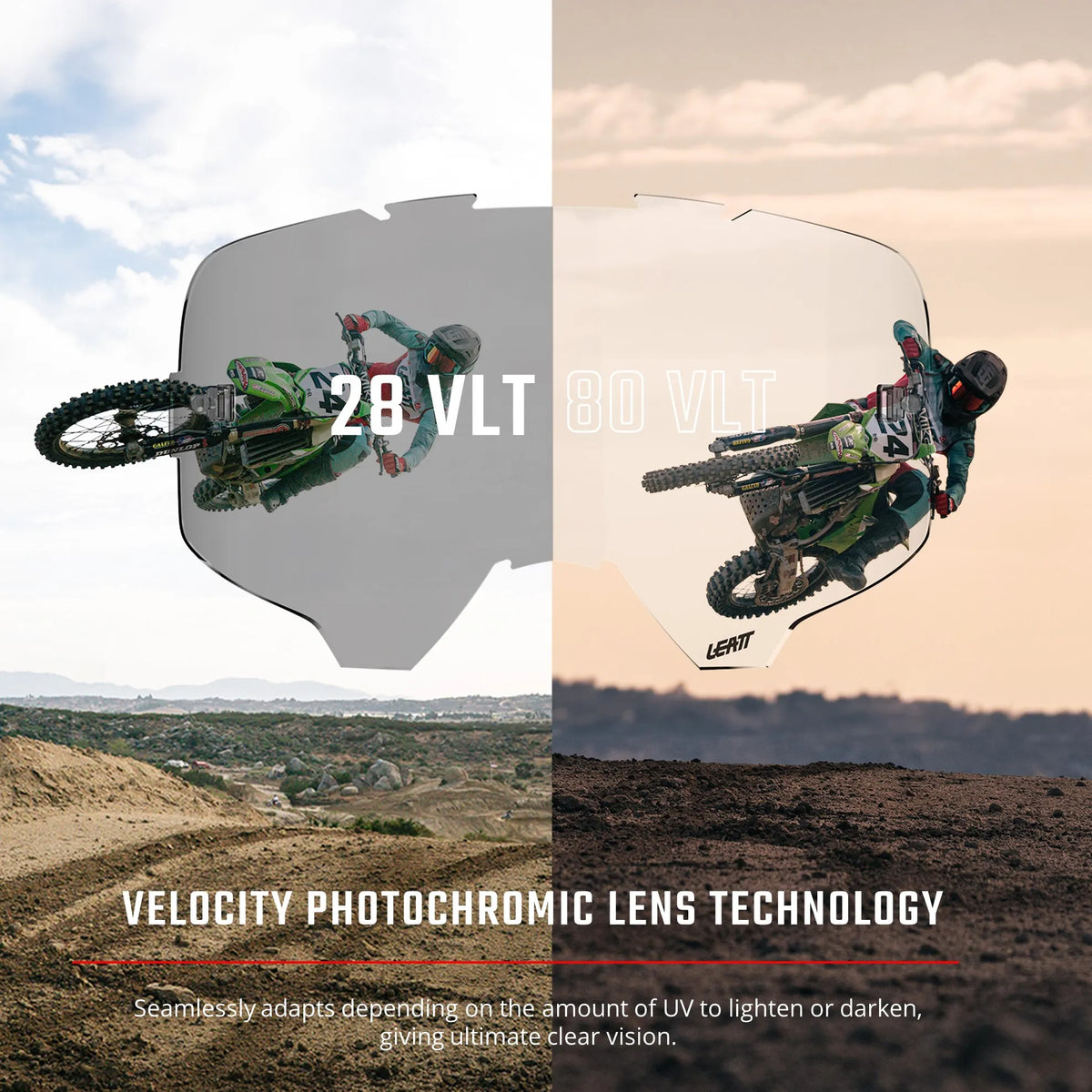 משקפי אבק פוטוכרומי Velocity 6.5 Royal Clear Adaptive 37-87% - Leatt