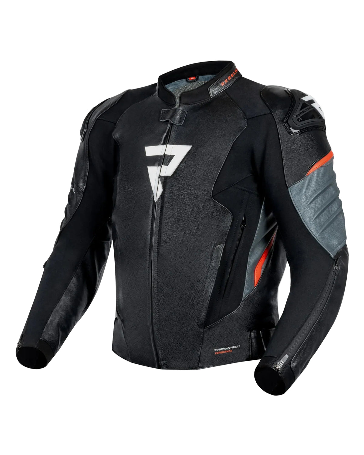Rebelhorn VELOCE LEATHER מעיל רכיבה שחור/אפור - REBELHORN